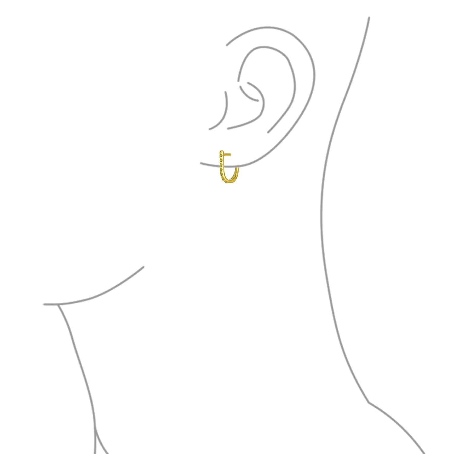 Biker Punk Rocker Spiked Stud Hoop Earrings CZ Gold Black .925 Silver