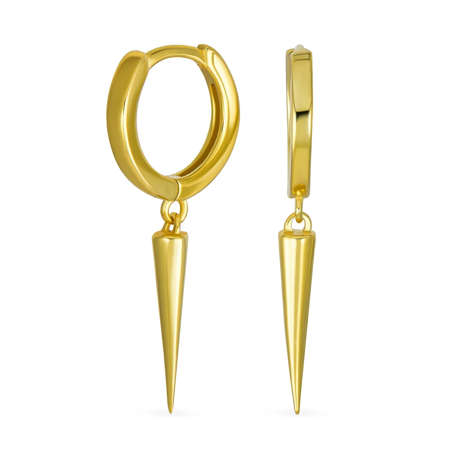 Biker Punk Rocker Spiked Stud Hoop Earrings CZ Gold Black .925 Silver