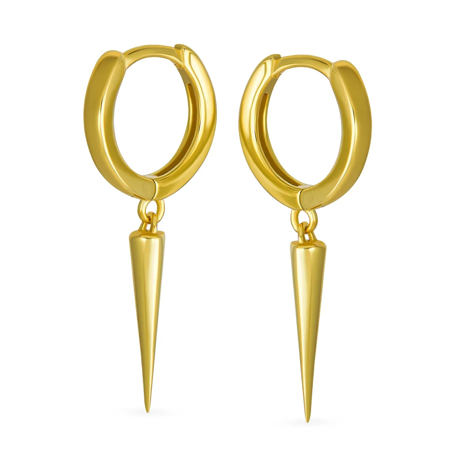 Biker Punk Rocker Spiked Stud Hoop Earrings CZ Gold Black .925 Silver