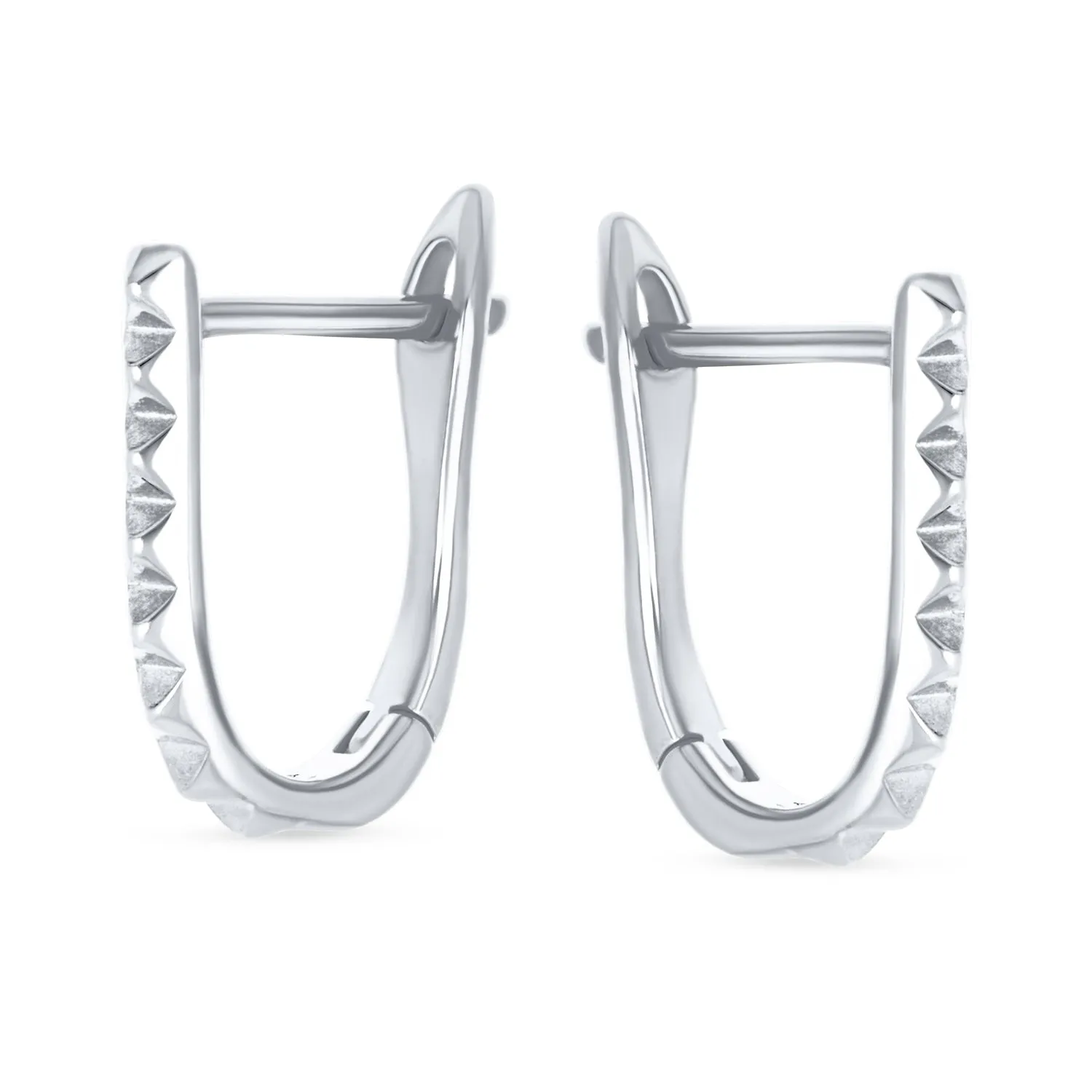Biker Punk Rocker Spiked Stud Hoop Earrings CZ Gold Black .925 Silver