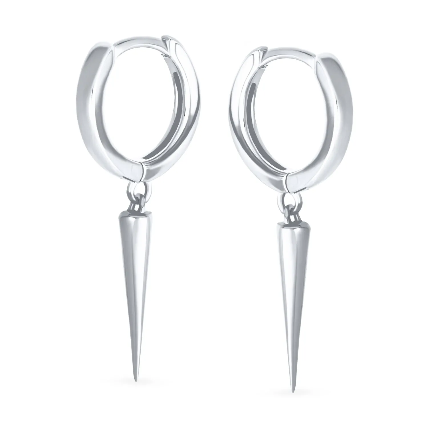 Biker Punk Rocker Spiked Stud Hoop Earrings CZ Gold Black .925 Silver