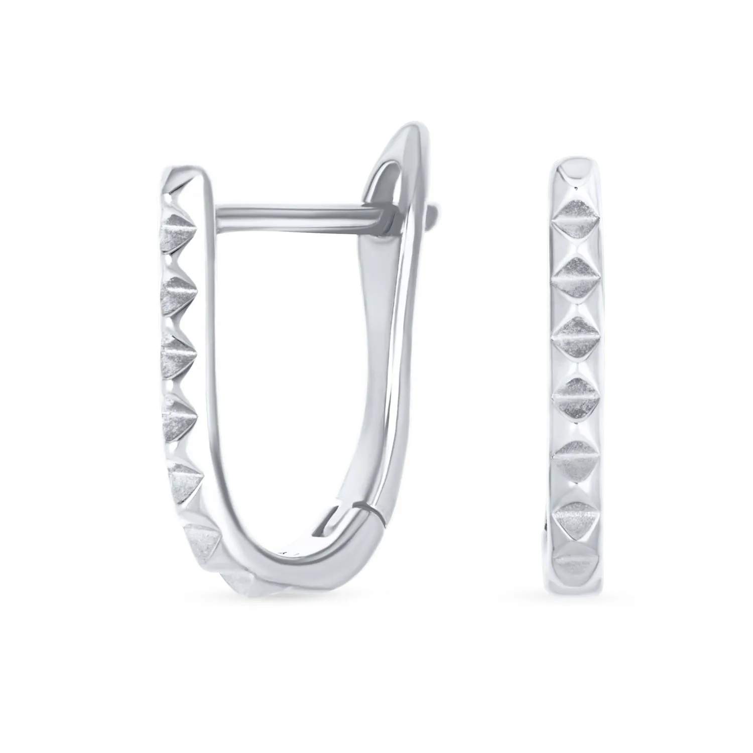 Biker Punk Rocker Spiked Stud Hoop Earrings CZ Gold Black .925 Silver