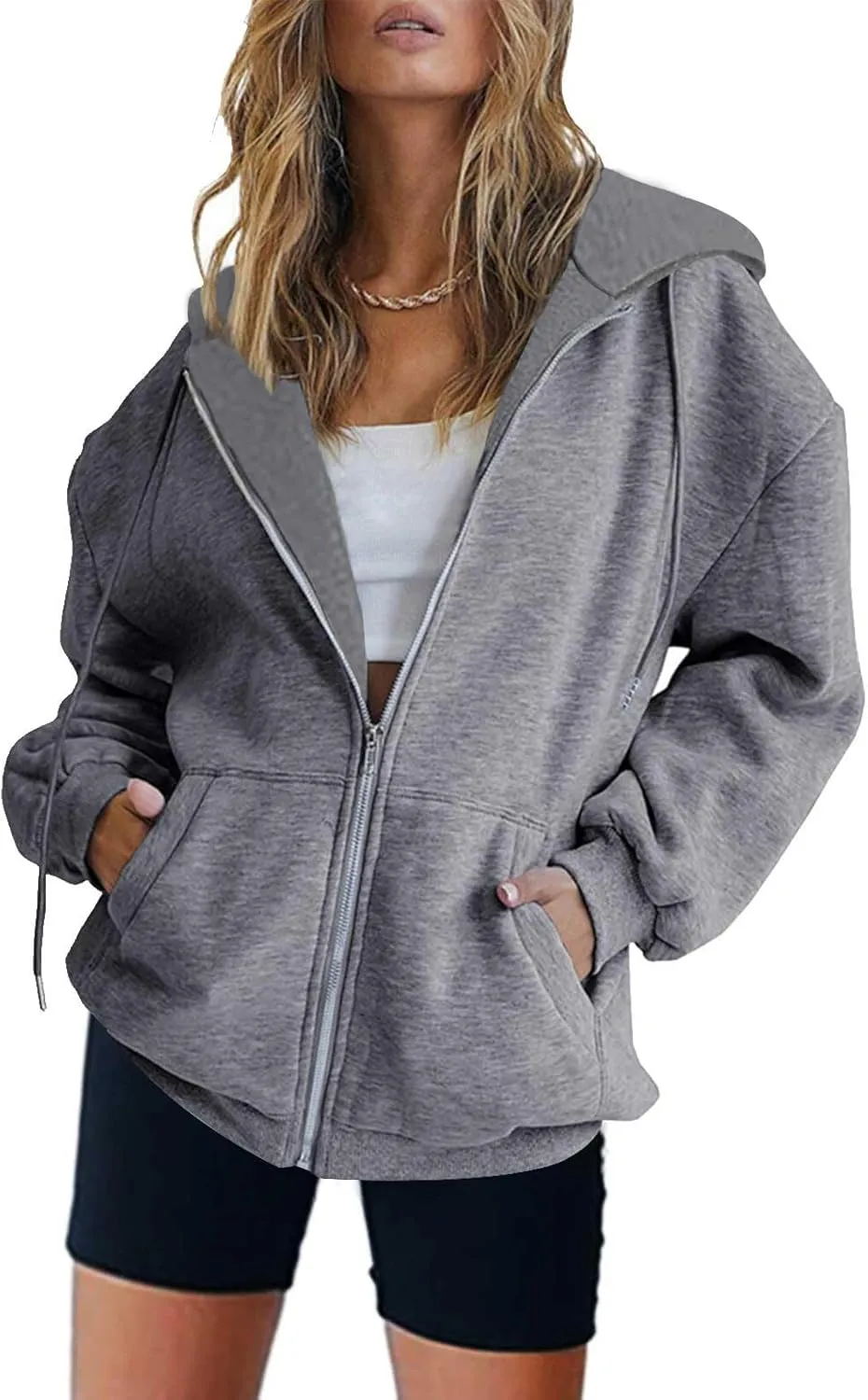 Ceboyel Full Zip Up Hoodies For Women Oversized Sweatshirts Tops Long Sleeve Fall Jackets Y2K Preppy Teen Girl Clothes 2023