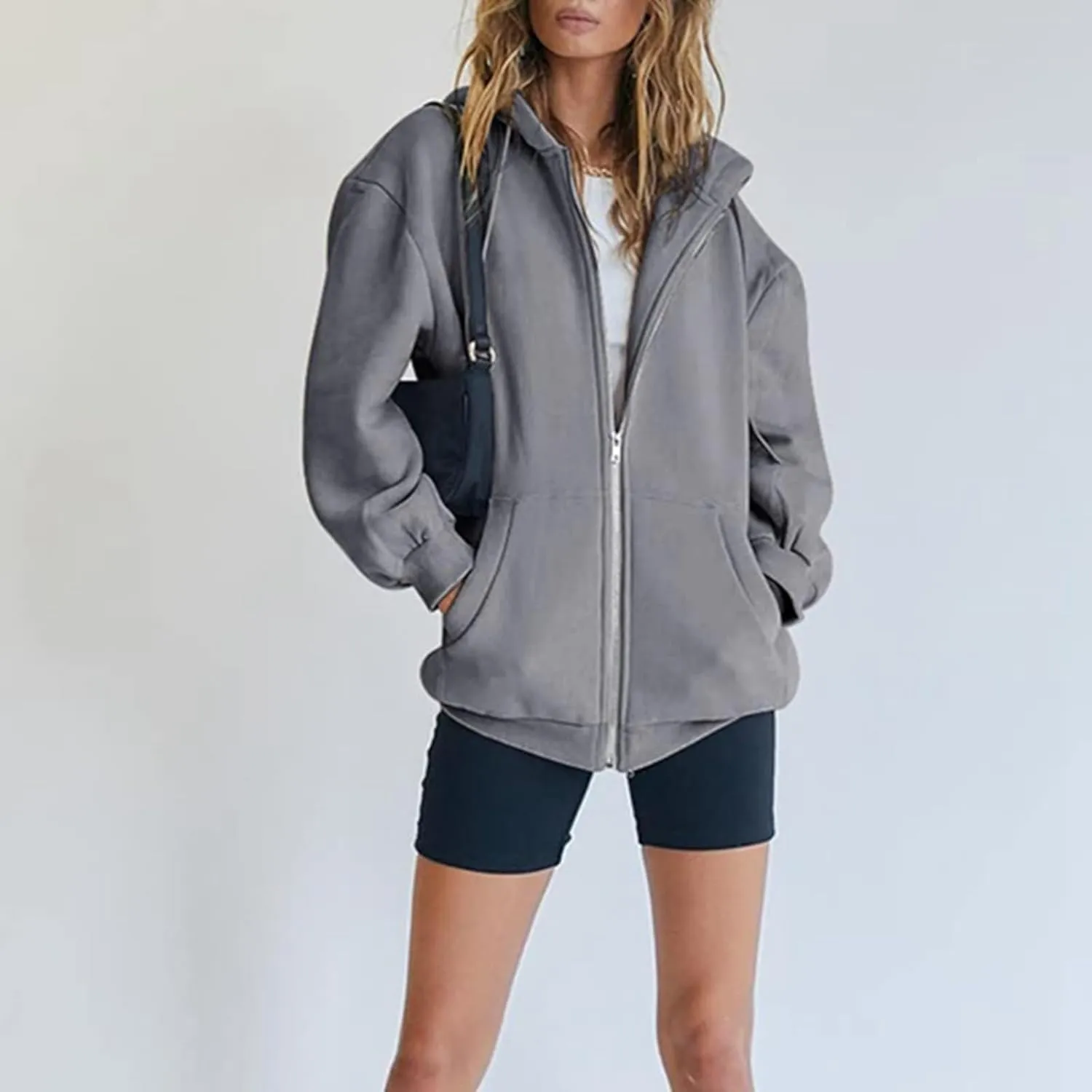 Ceboyel Full Zip Up Hoodies For Women Oversized Sweatshirts Tops Long Sleeve Fall Jackets Y2K Preppy Teen Girl Clothes 2023