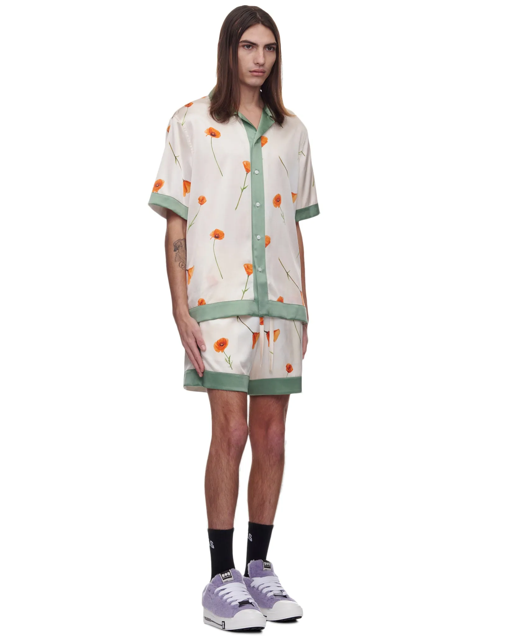 Colorblock Poppy S/S Silk Shirt