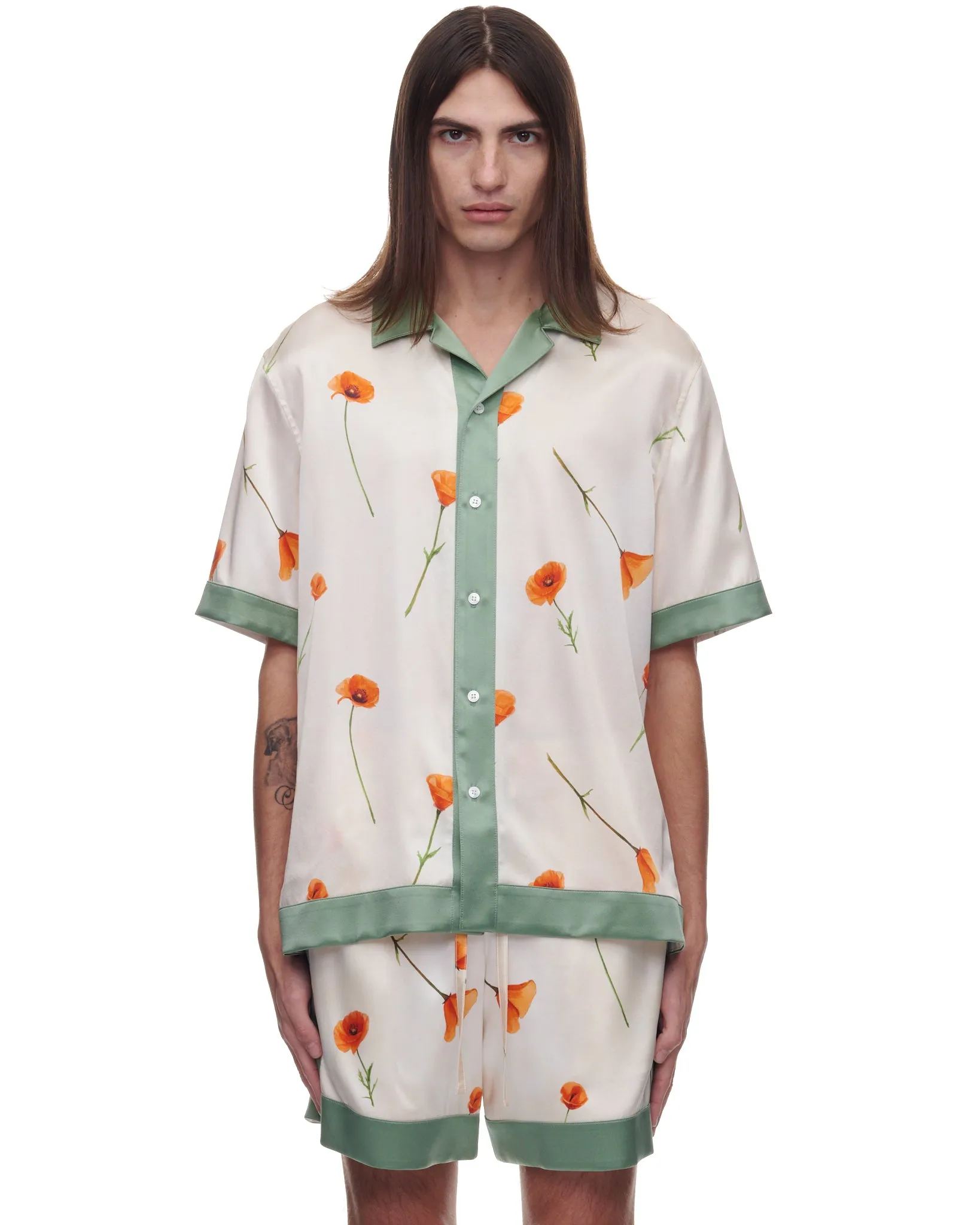 Colorblock Poppy S/S Silk Shirt