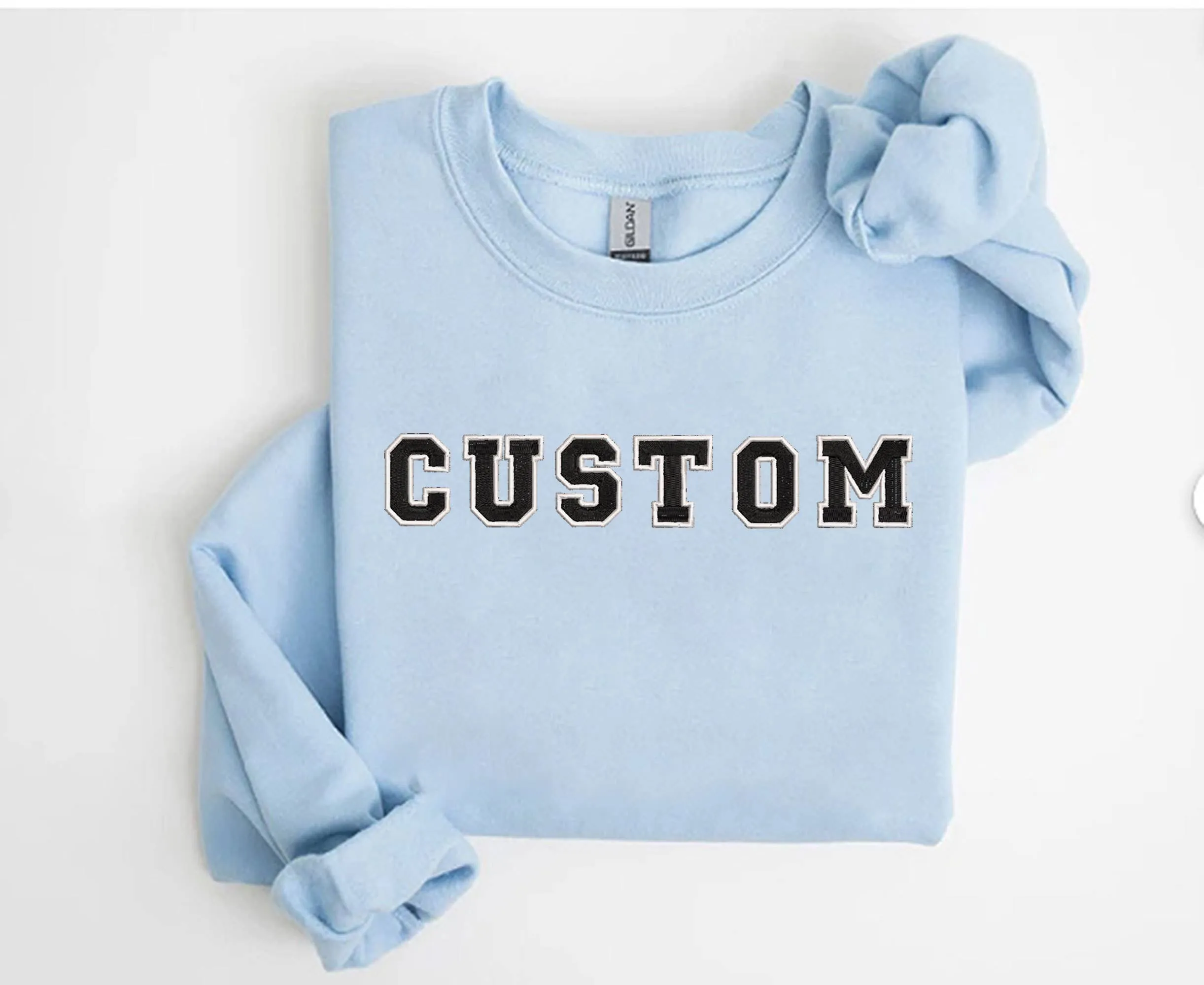 Custom Text Embroidered Sweatshirts Crewneck
