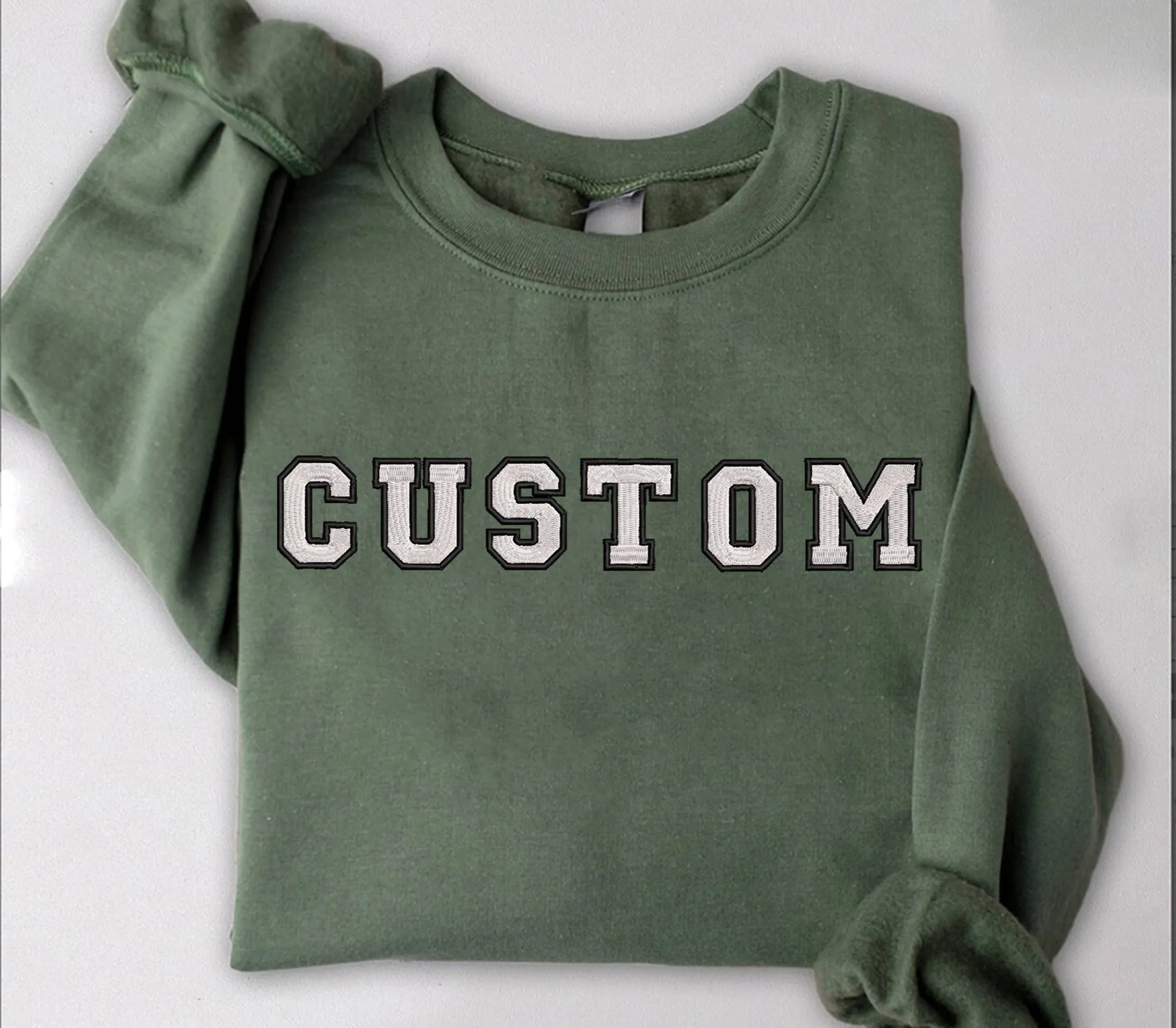 Custom Text Embroidered Sweatshirts Crewneck