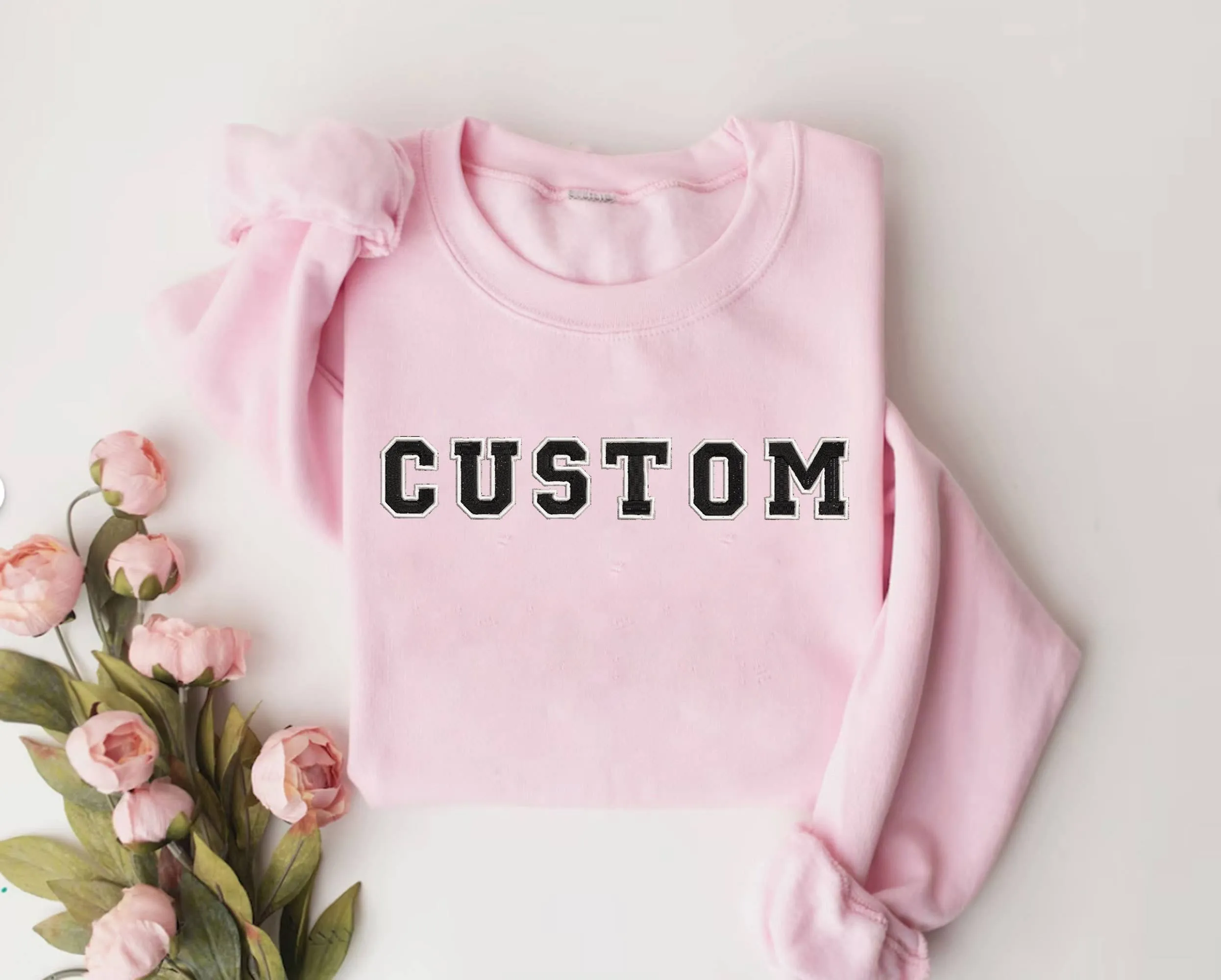 Custom Text Embroidered Sweatshirts Crewneck