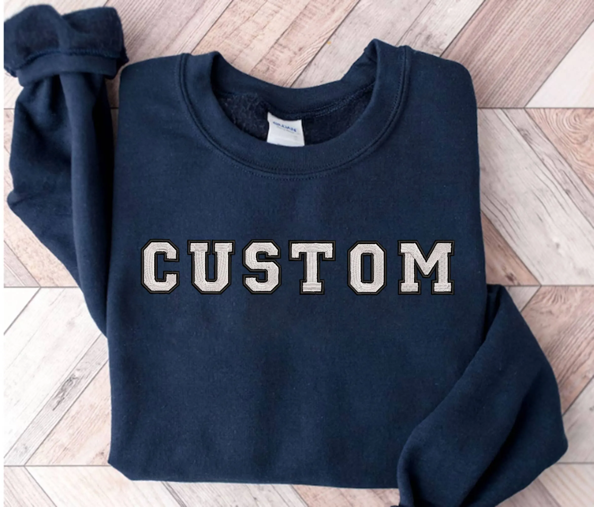 Custom Text Embroidered Sweatshirts Crewneck