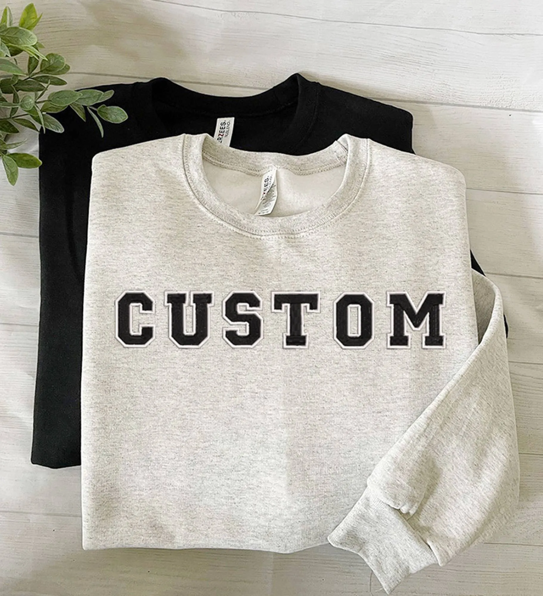 Custom Text Embroidered Sweatshirts Crewneck