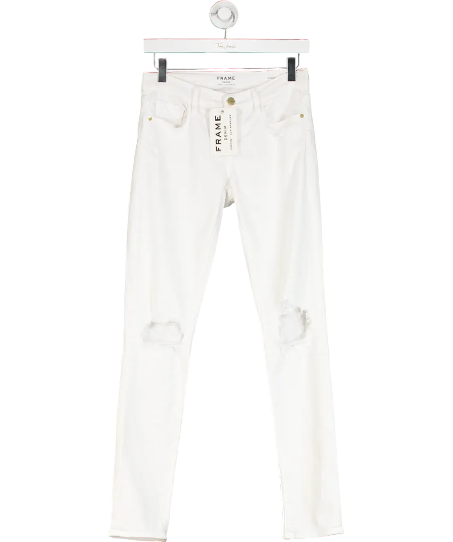 FRAME Frame Denim Le Garon White Oleander Distressed Denim Boyfriend Jeans W23