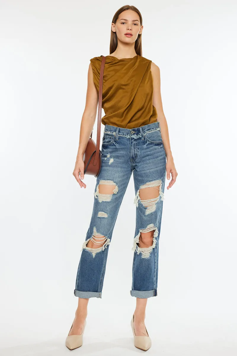 Janelle Mid Rise Boyfriend Jeans