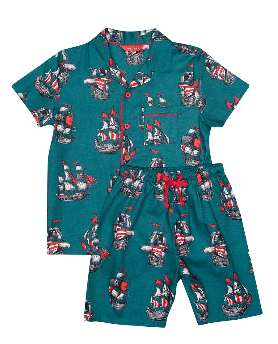 Jasper Boys Pirate Ship Print Shorty Set