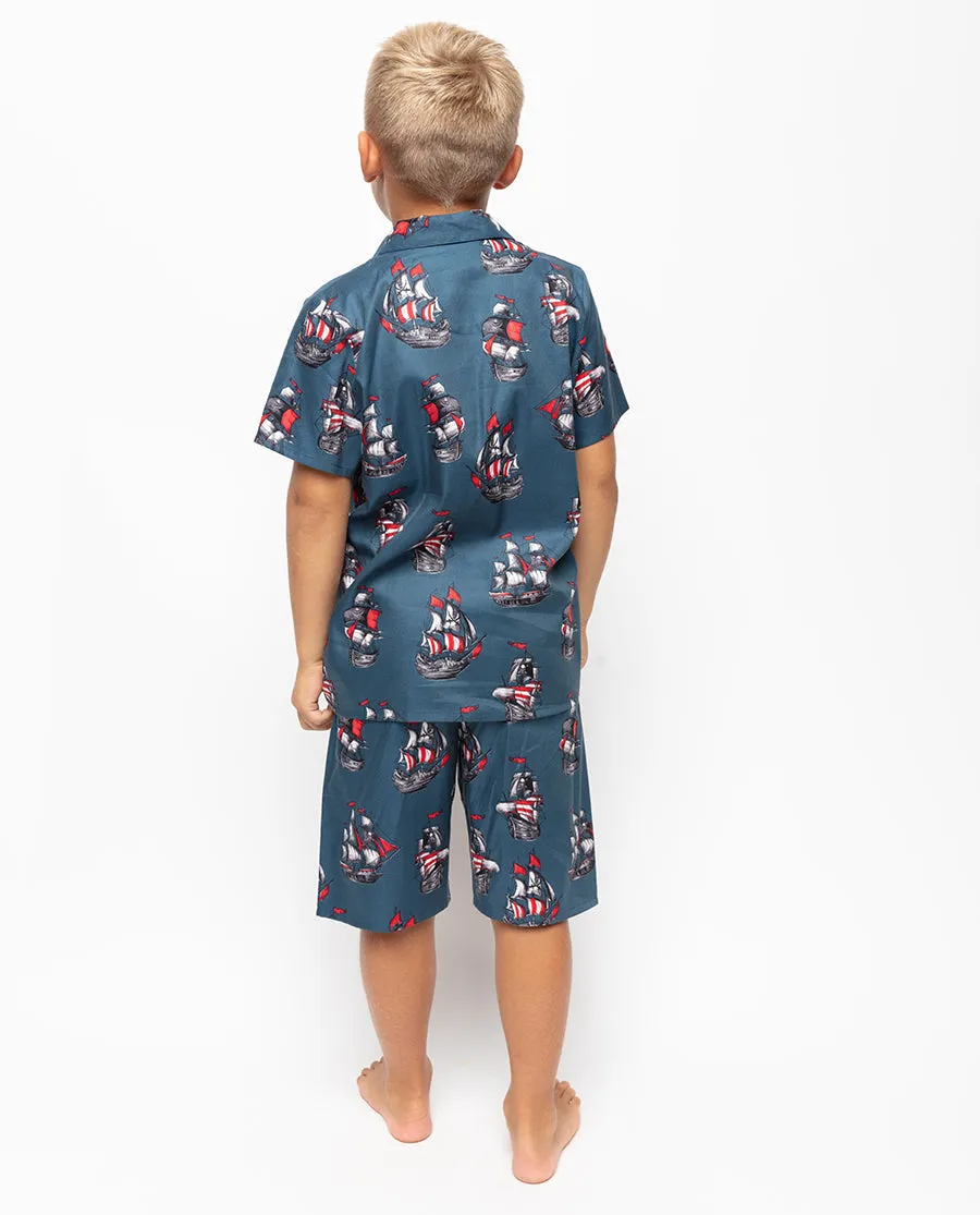 Jasper Boys Pirate Ship Print Shorty Set