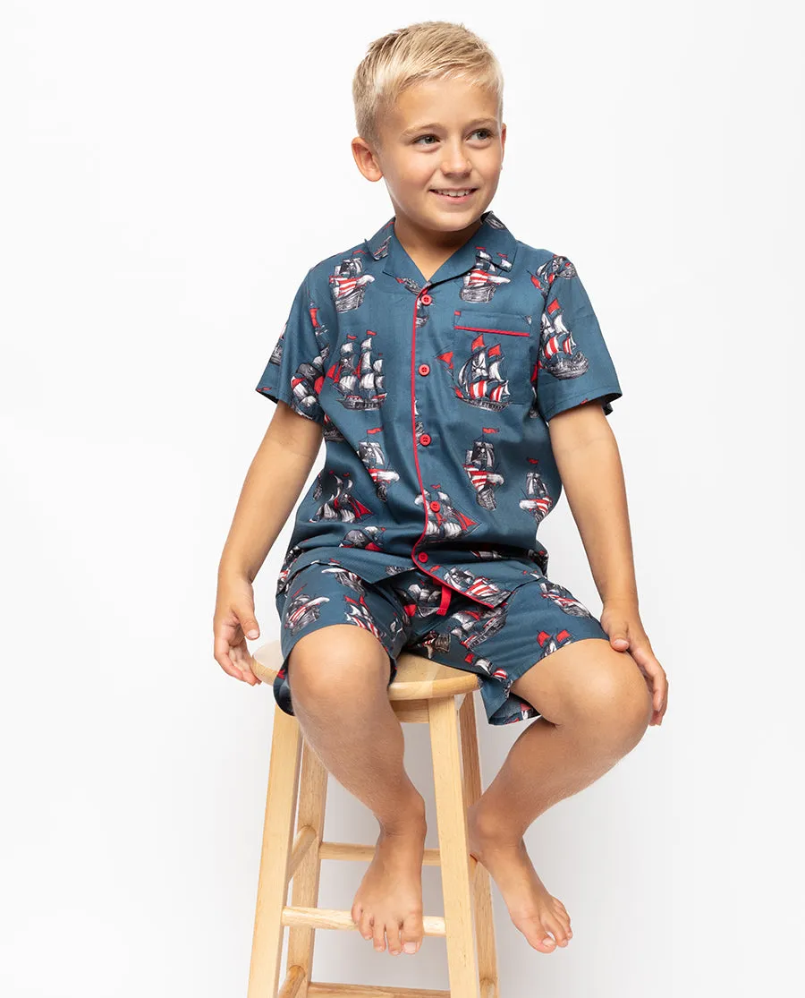 Jasper Boys Pirate Ship Print Shorty Set