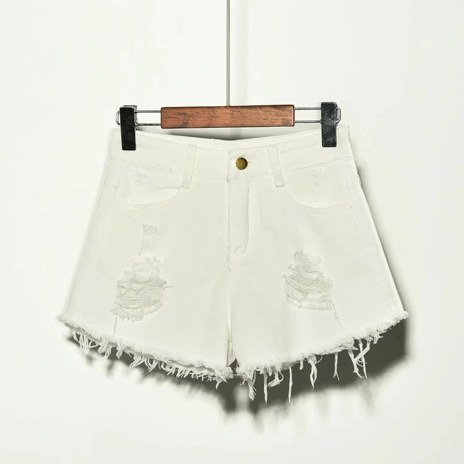 Jean Shorts for Women Trendy Summer Lightweight Trendy Ripped Distressed Denim Short Pants Elastic Waist Comfy Shorts