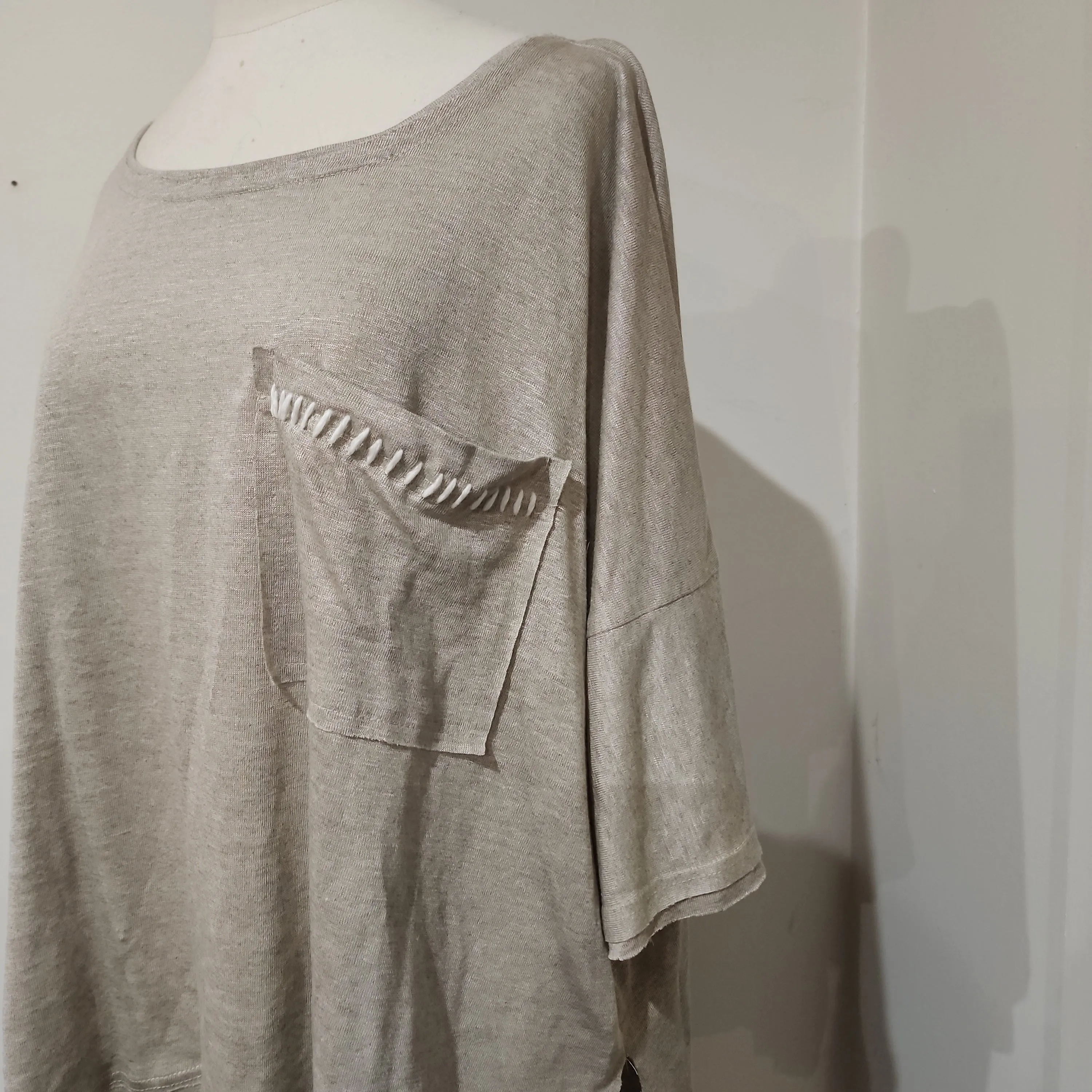 Linen Tee Top - Acid wash