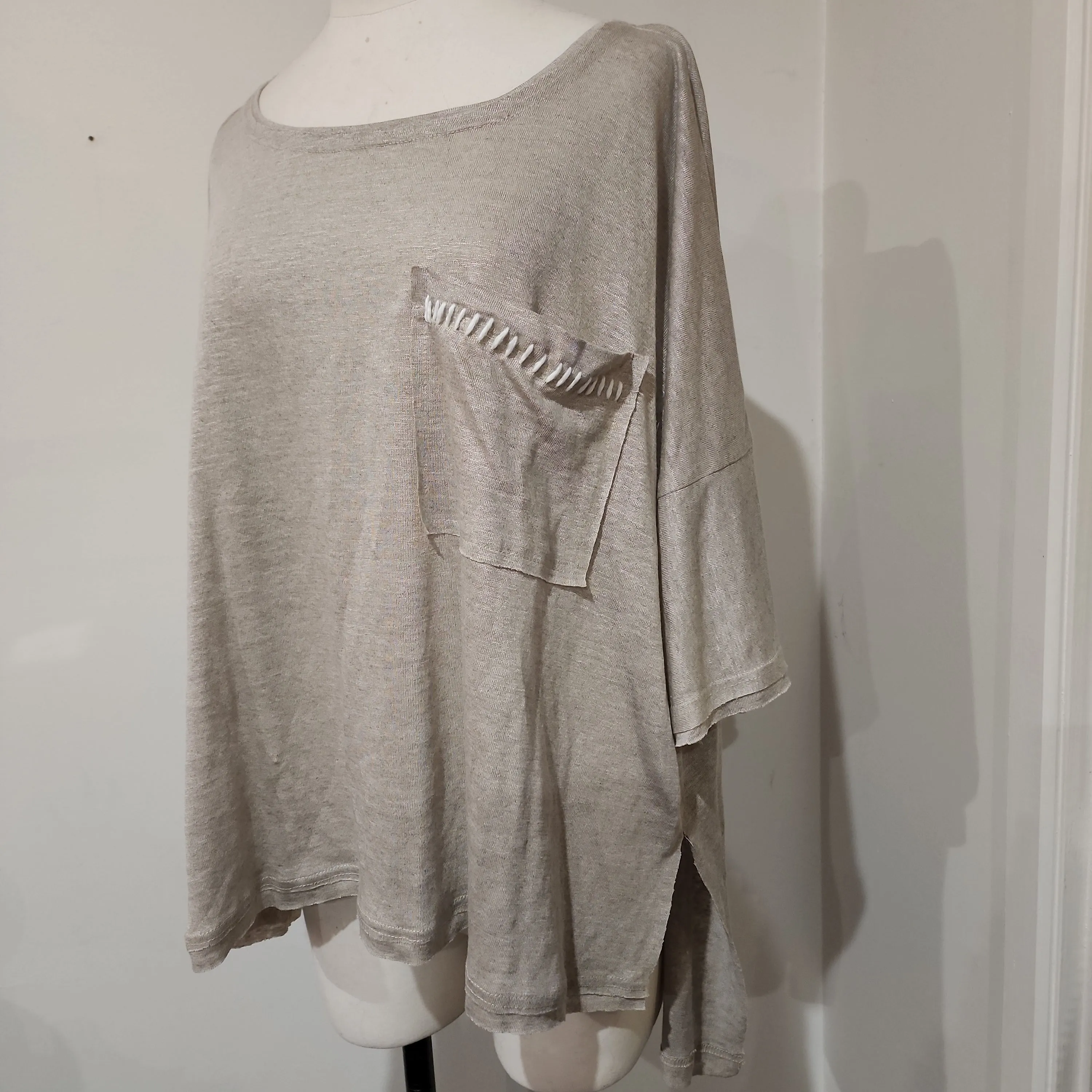 Linen Tee Top - Acid wash