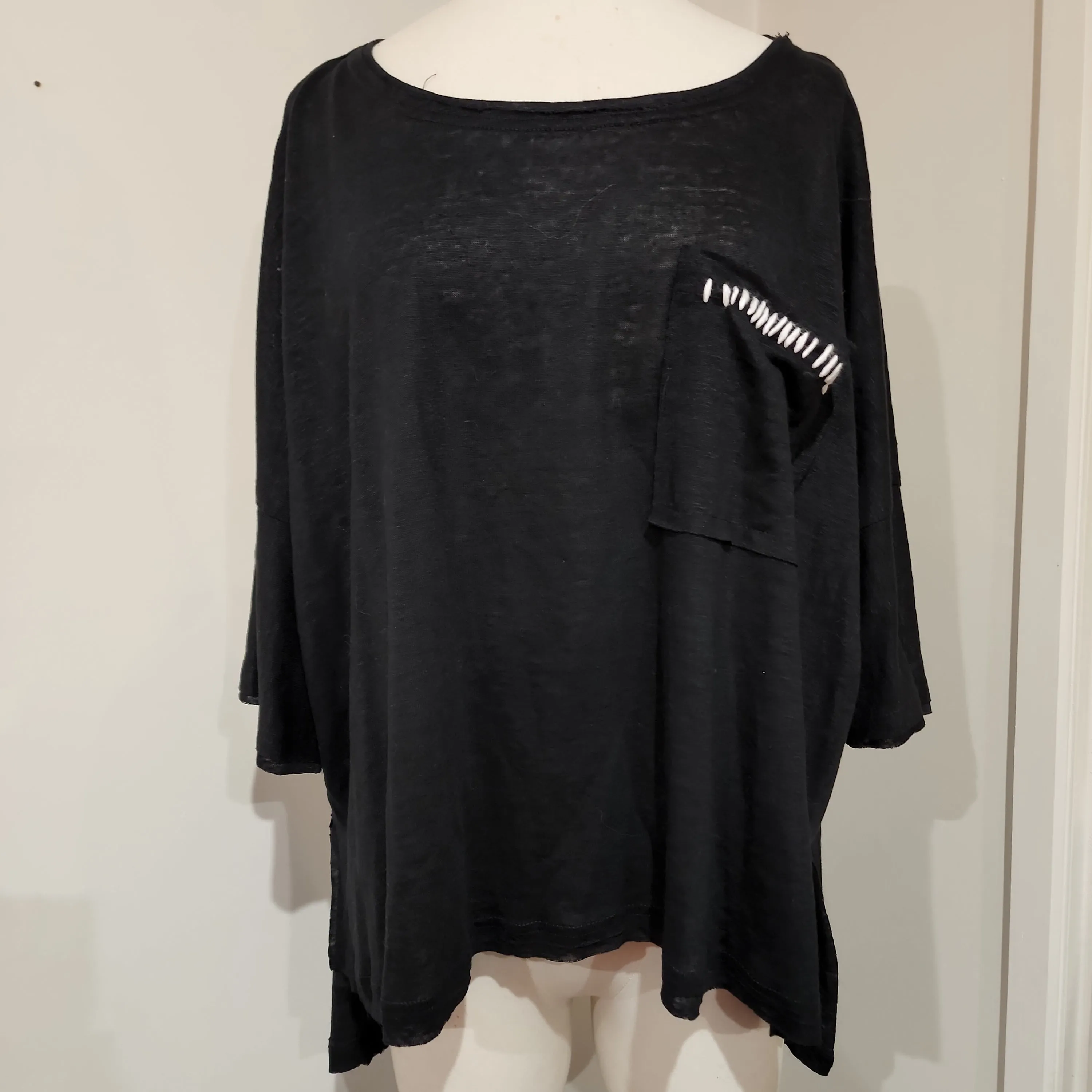 Linen Tee Top - Acid wash