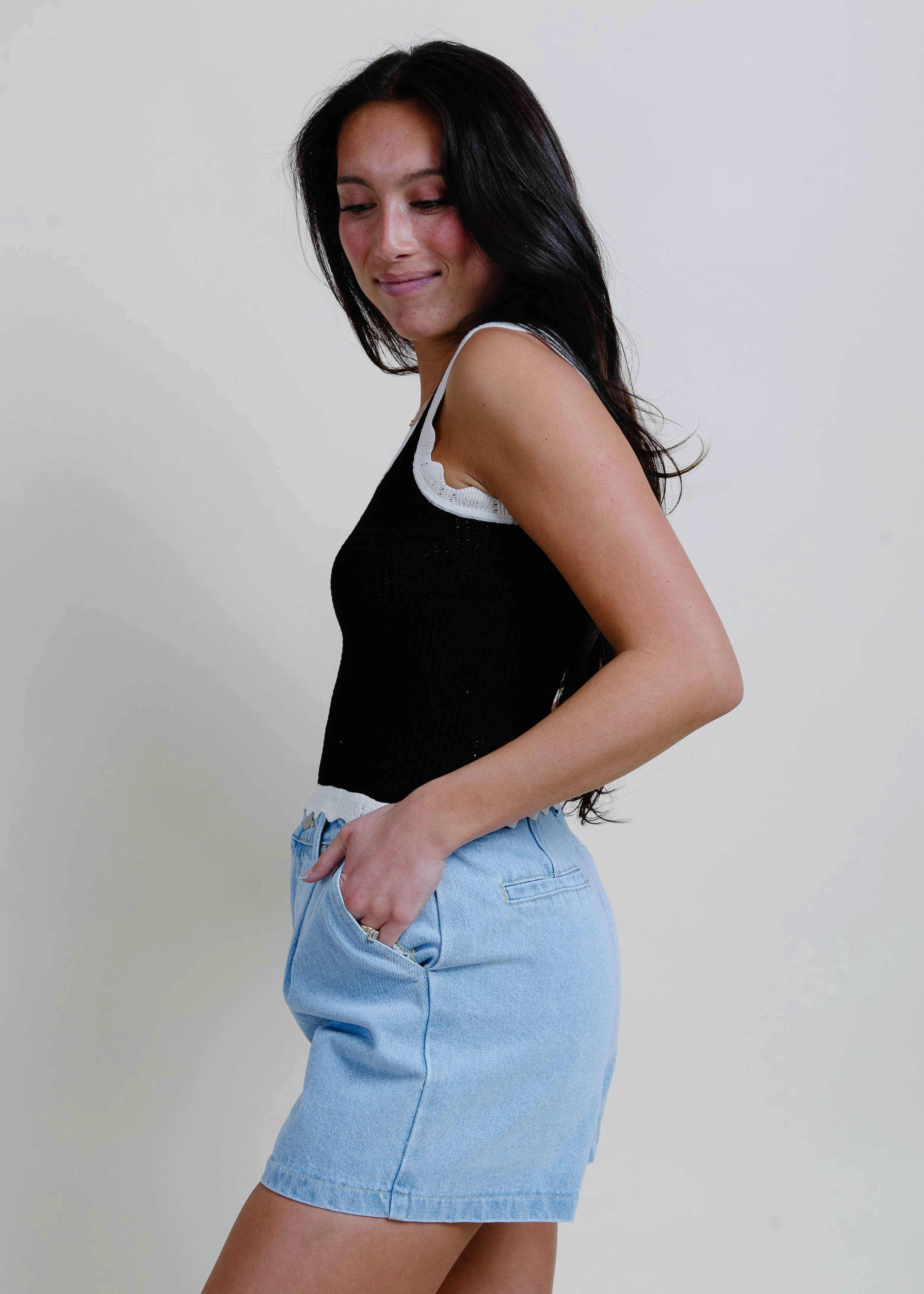Marty Pleated Denim Shorts