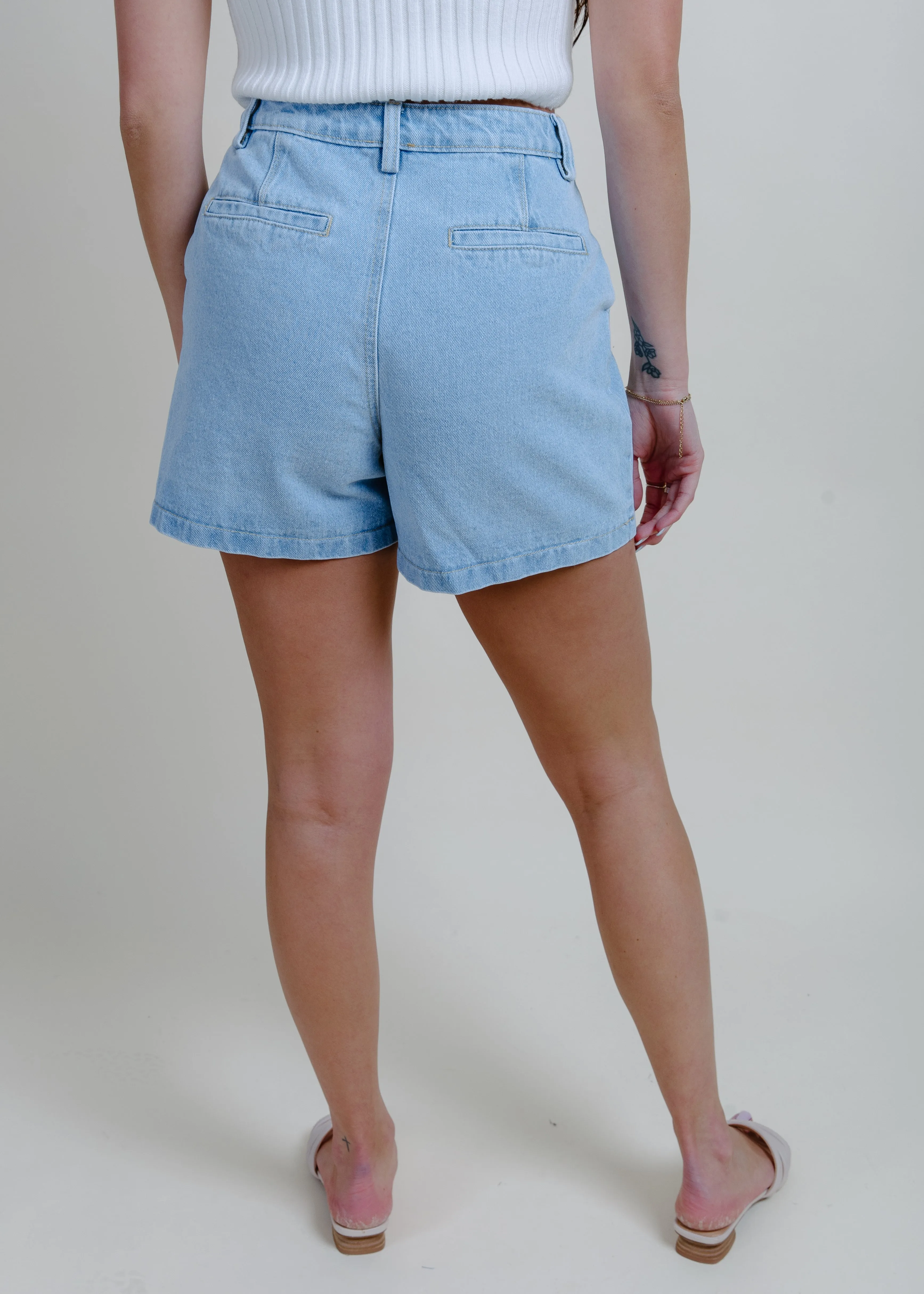 Marty Pleated Denim Shorts