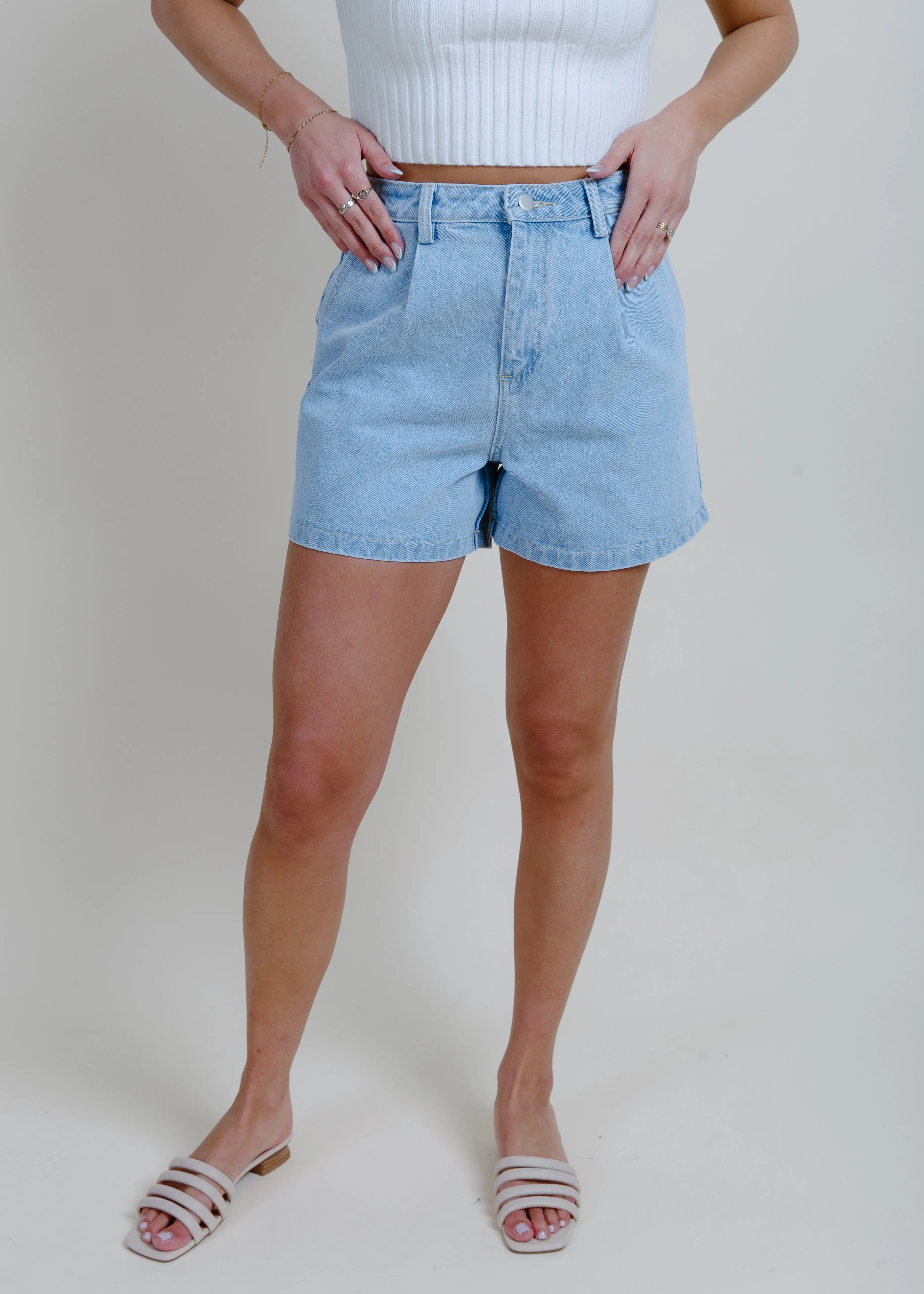 Marty Pleated Denim Shorts