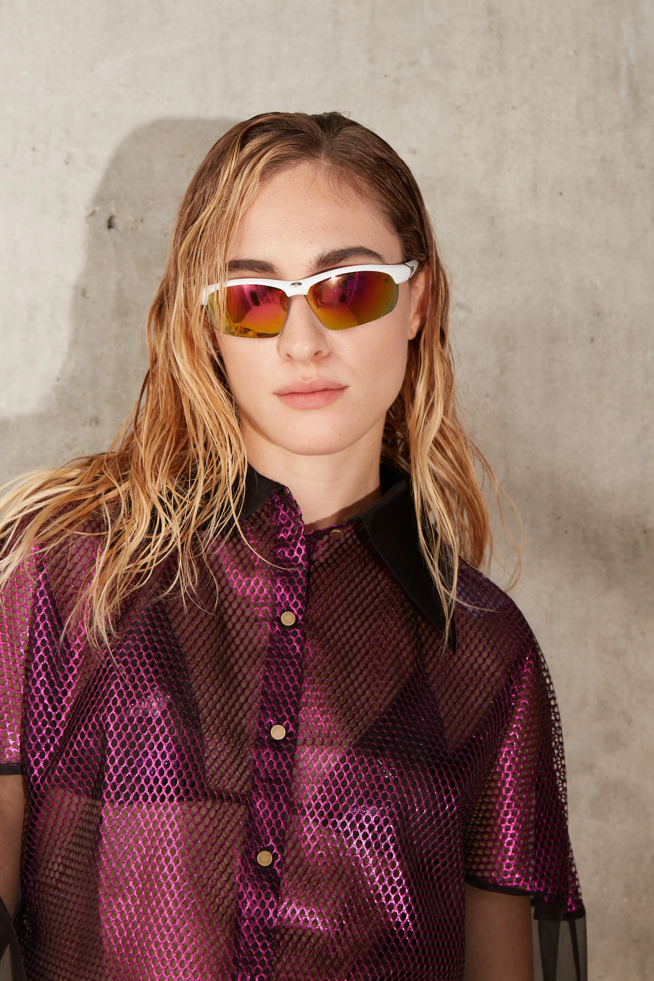 Mesh Organza Shirt - Magenta