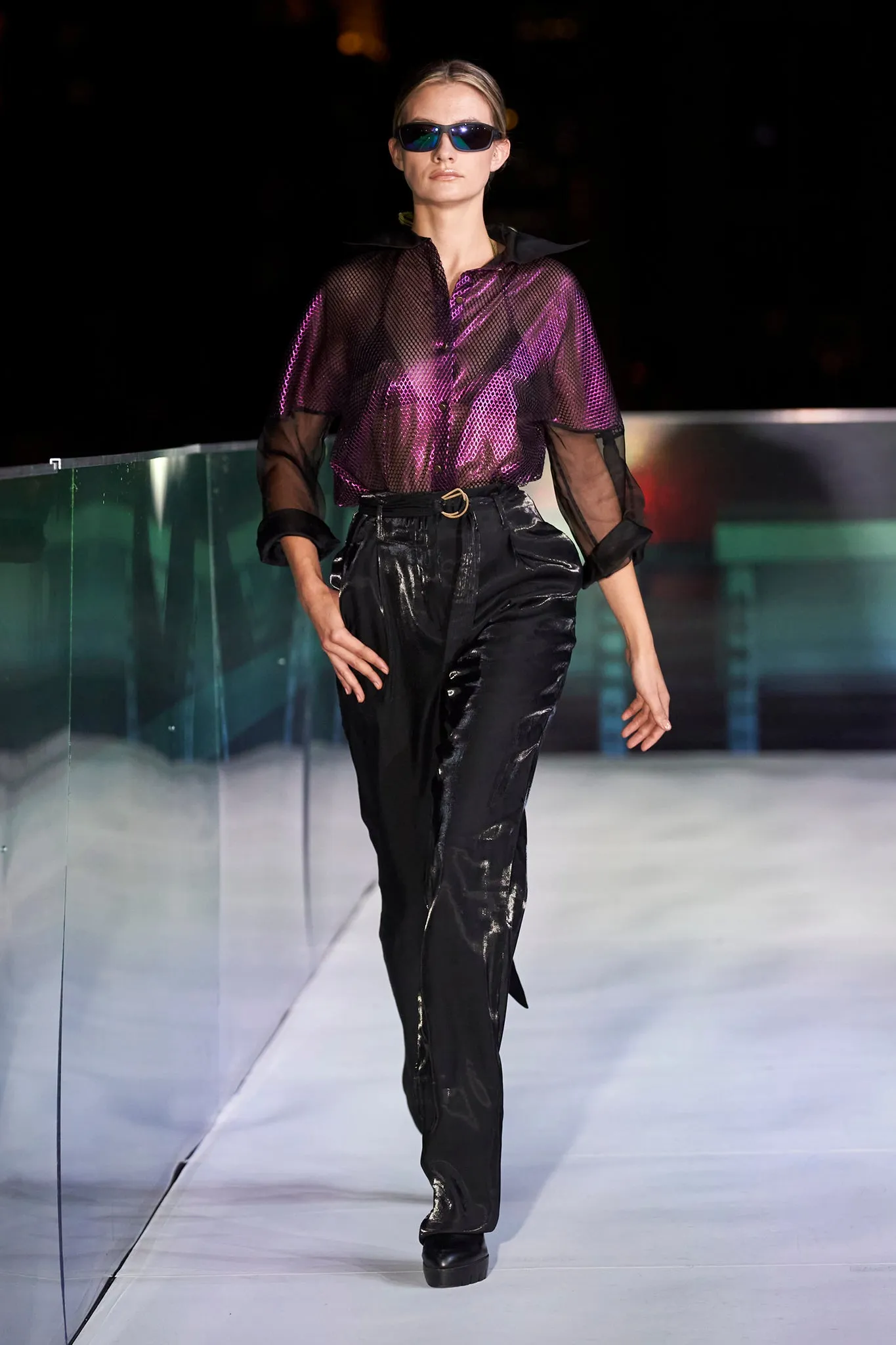 Mesh Organza Shirt - Magenta