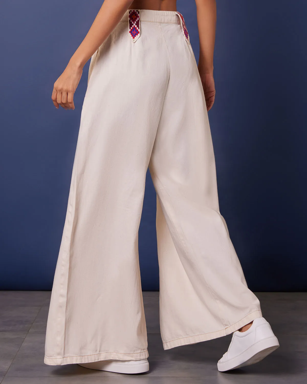 Pebble Beach Embroidered Wide-Legged Pants