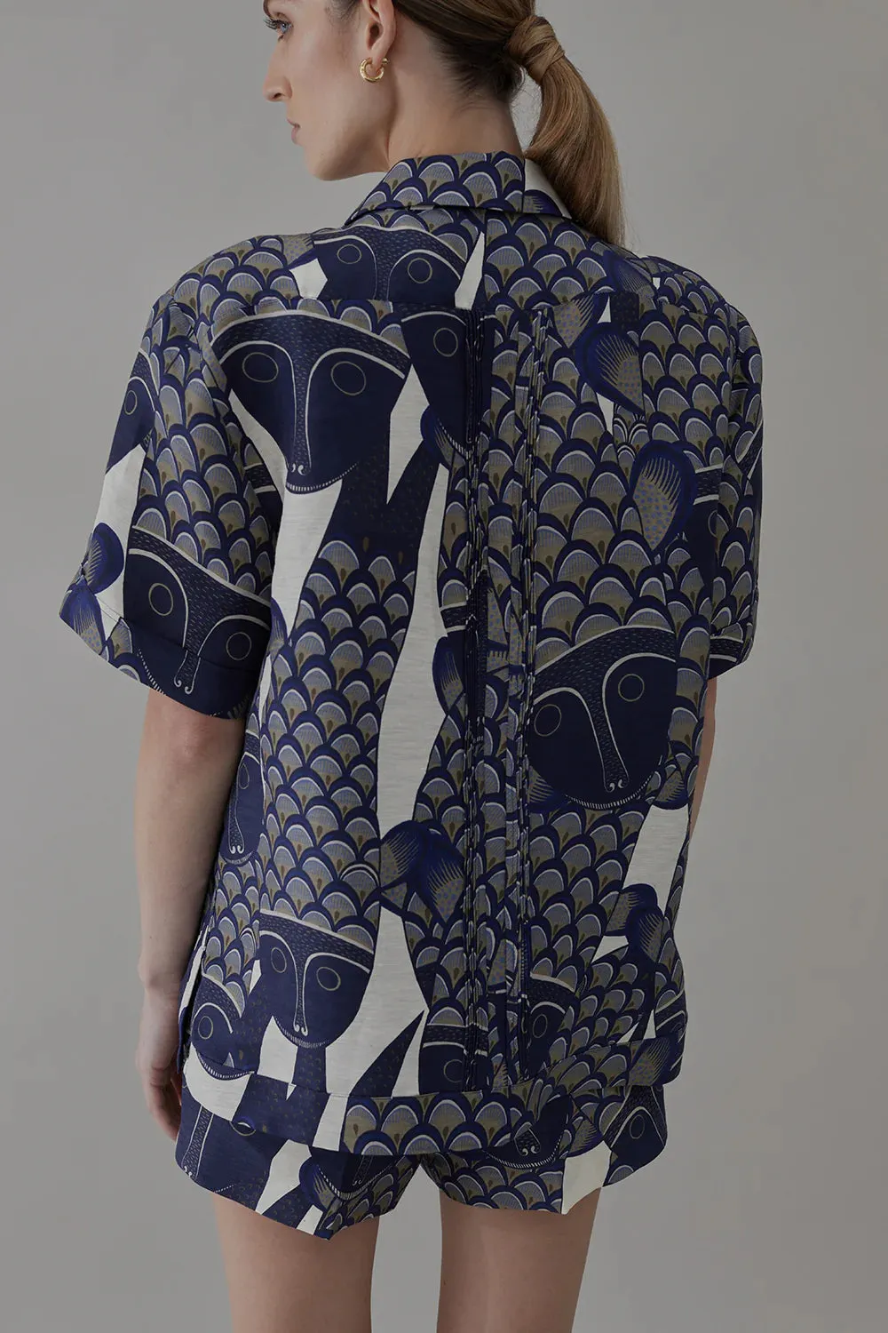 Santos Guayabera in Ink/Midnight Multi