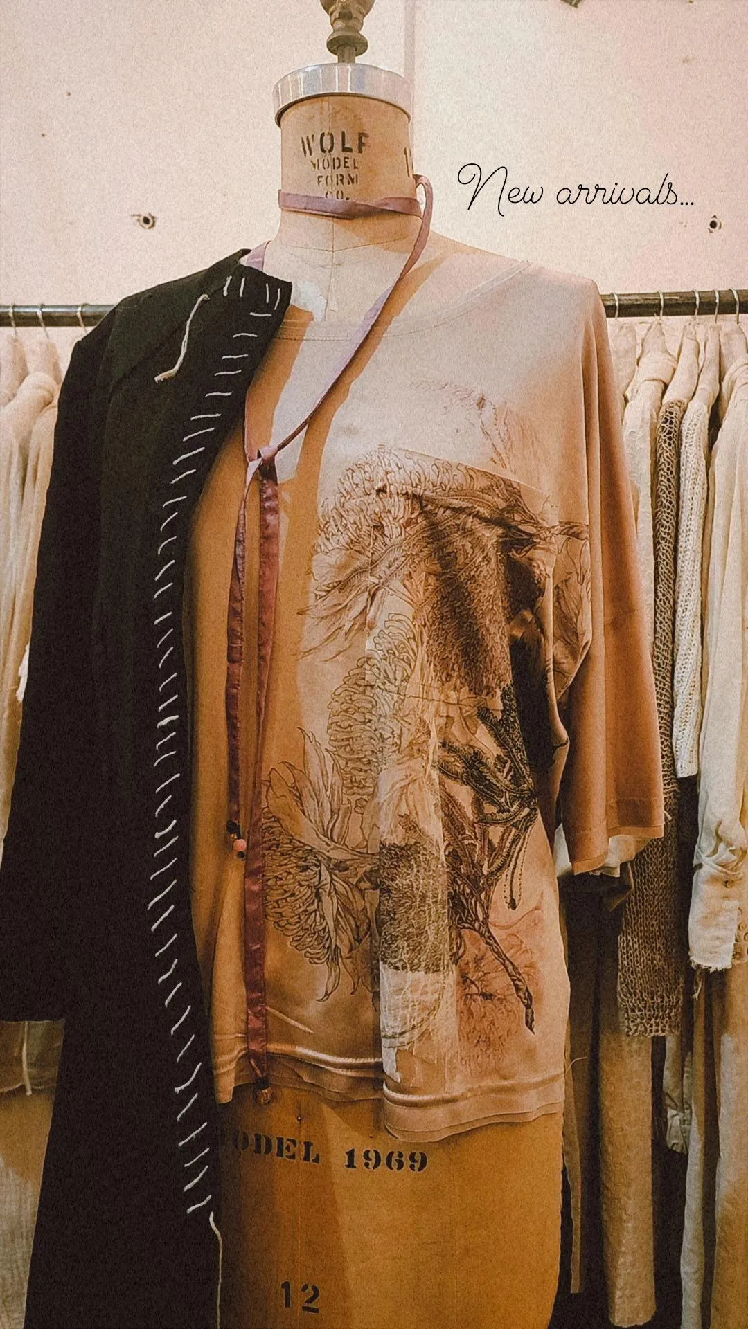 Silk jersey Tee Top - hand print