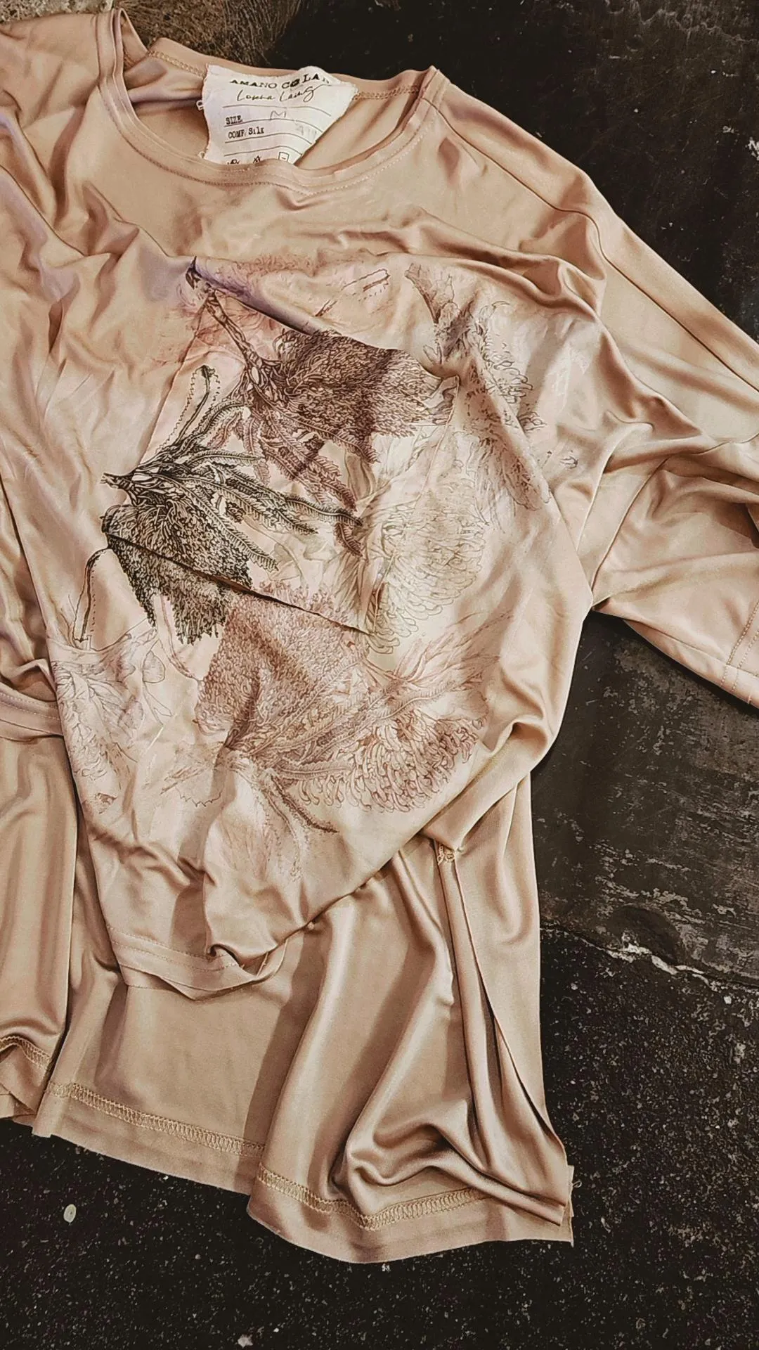Silk jersey Tee Top - hand print