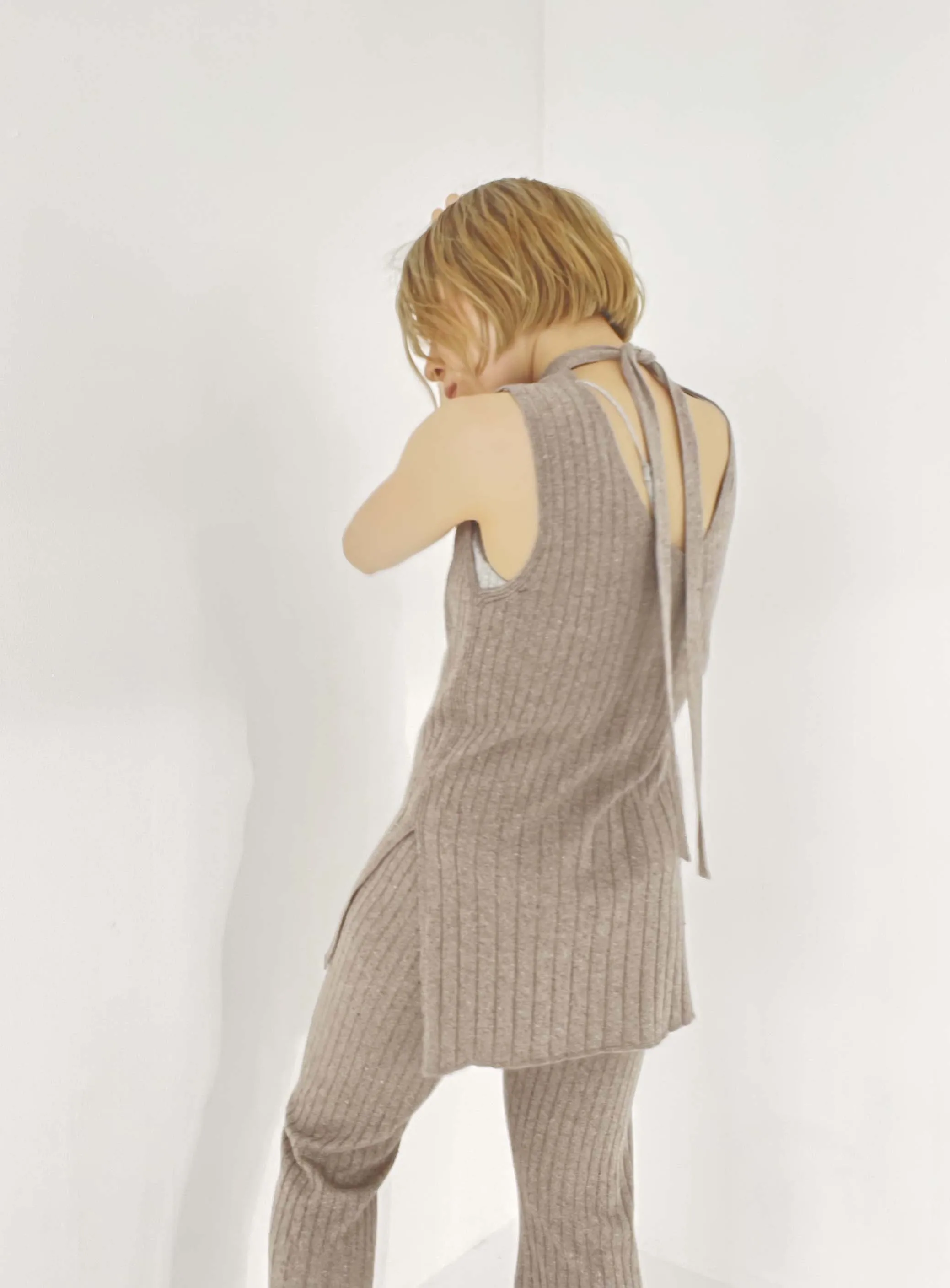 Silk Wide Rib No-sleeves Tops / Eco Silk 100%