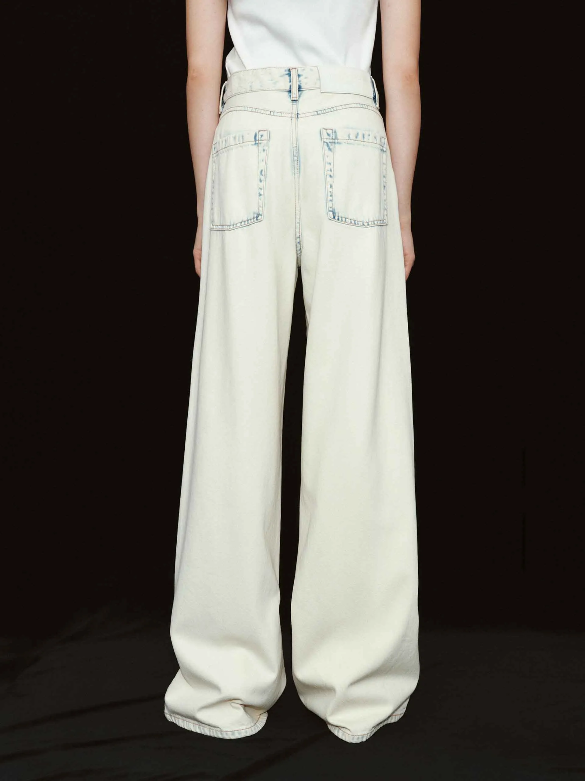 Snow Washed Blue Wide Jeans