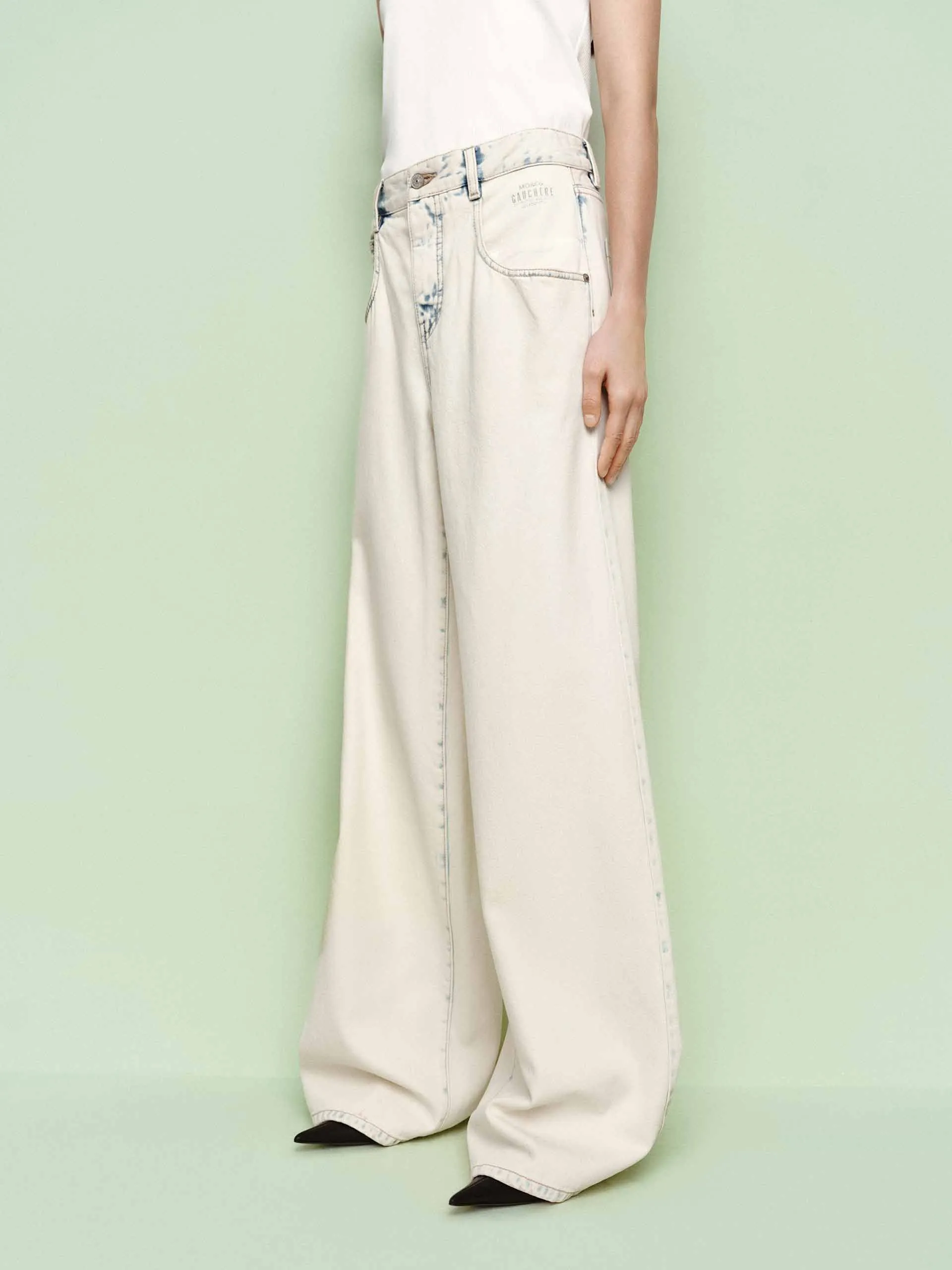 Snow Washed Blue Wide Jeans