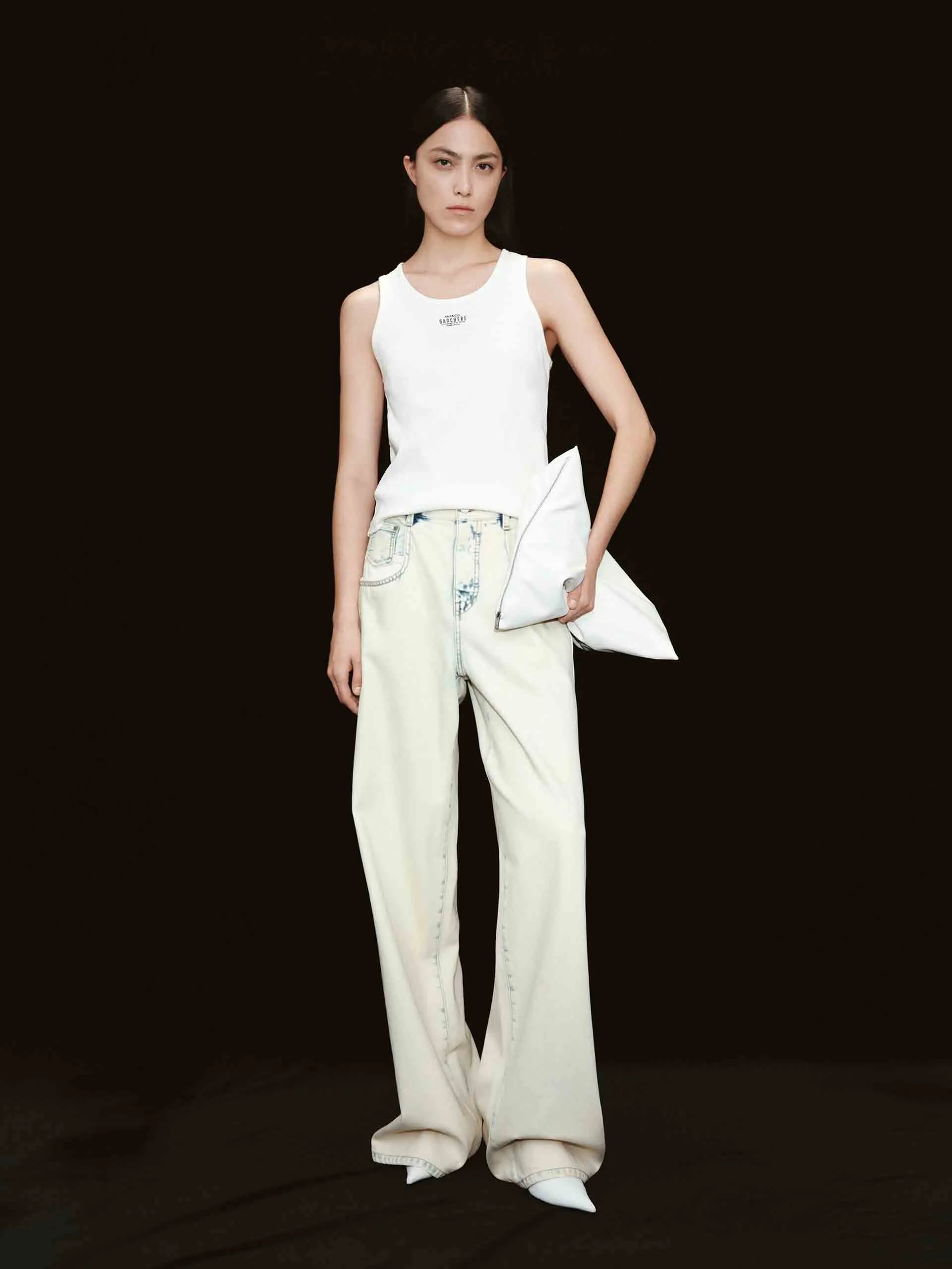 Snow Washed Blue Wide Jeans