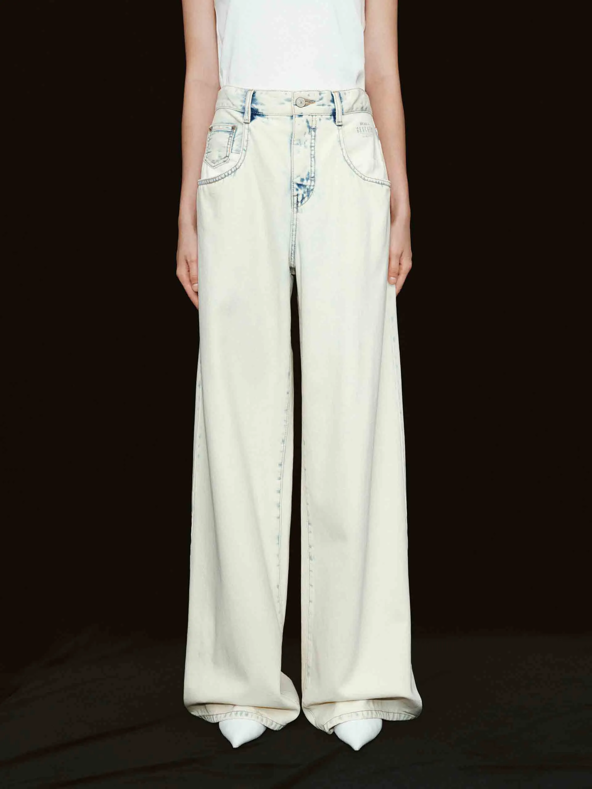 Snow Washed Blue Wide Jeans