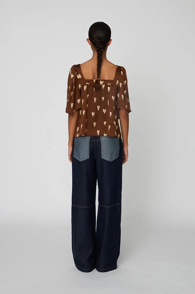 Stella Nova Heart Print Silk Top