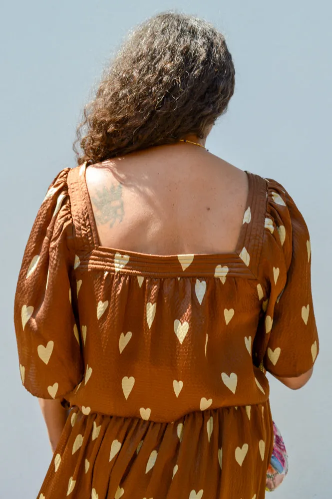 Stella Nova Heart Print Silk Top