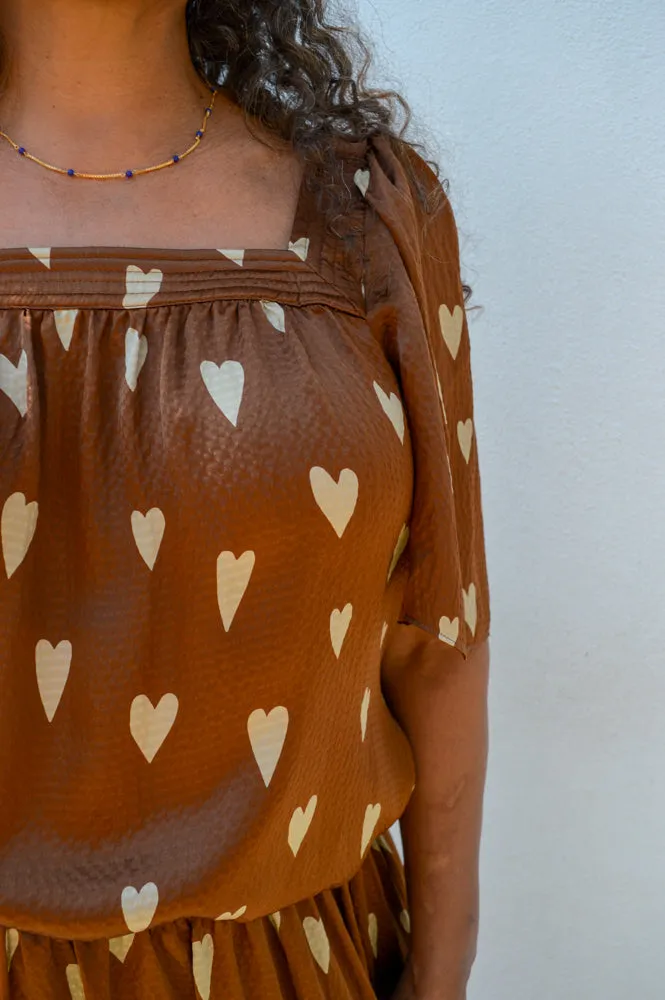 Stella Nova Heart Print Silk Top