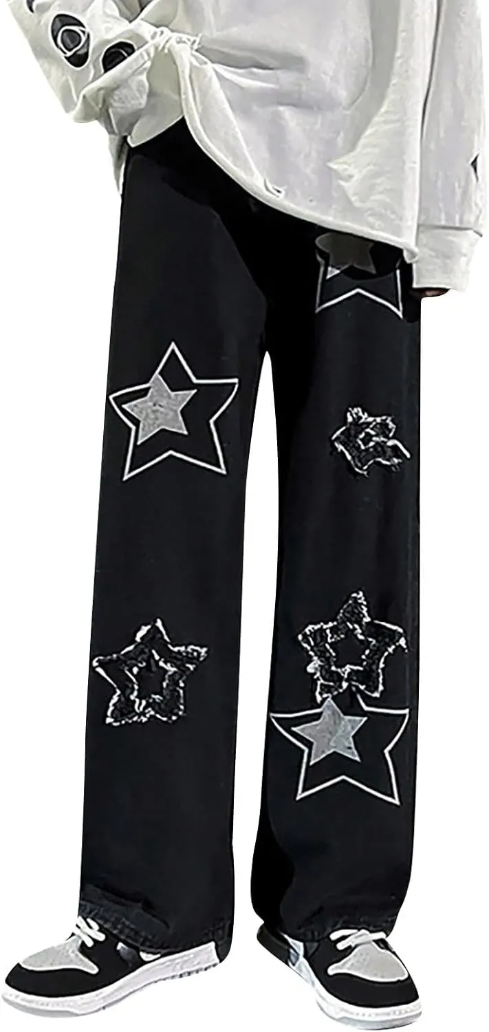 Straight Leg Jeans for Women High Waisted Wide Leg Boyfriend Denim Pants Frayed Raw HemCasual Baggy Trousers