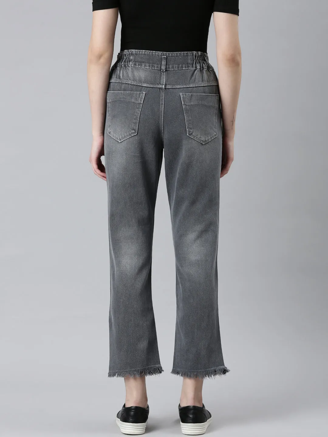 Women Grey Boyfriend Fit Heavy Denim Jeans