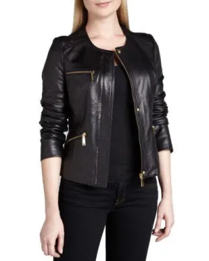WOMEN LADIES BLACK JACKET REAL LEATHER RACING STYLE BIKER JACKET NEW XS-3XL