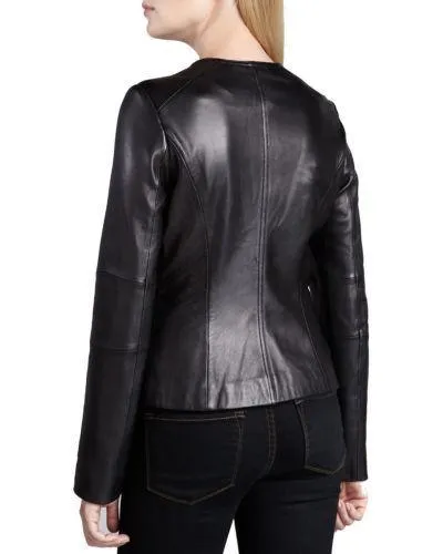 WOMEN LADIES BLACK JACKET REAL LEATHER RACING STYLE BIKER JACKET NEW XS-3XL