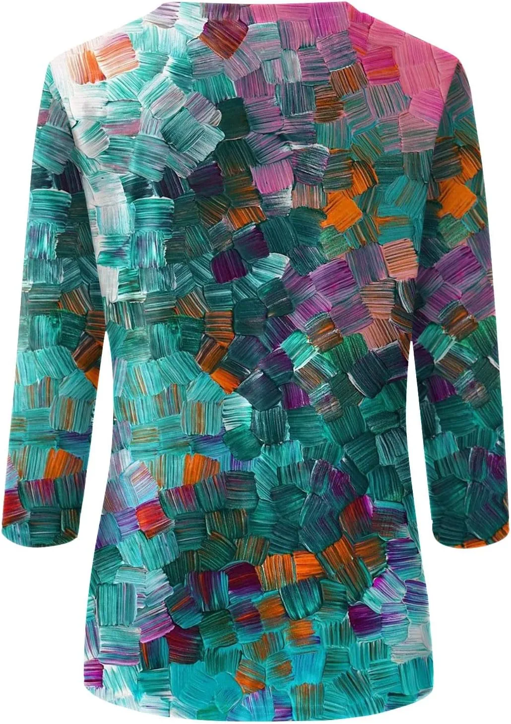 Women's 3/4 Length Sleeve Tops Cute Print Graphic Tees Blouses Casual Plus Size Basic Tops Pullover Tops